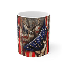 Load image into Gallery viewer, Printify Mug 11oz DEER WITH THE AMERICAN FLAG 11OZ MUG