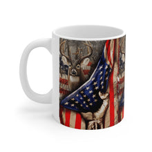 Load image into Gallery viewer, Printify Mug 11oz DEER WITH THE AMERICAN FLAG 11OZ MUG