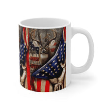 Load image into Gallery viewer, Printify Mug 11oz DEER WITH THE AMERICAN FLAG 11OZ MUG