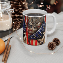 Load image into Gallery viewer, Printify Mug 11oz DEER WITH THE AMERICAN FLAG 11OZ MUG