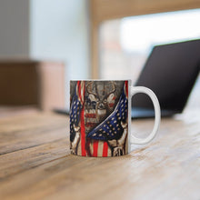 Load image into Gallery viewer, Printify Mug 11oz DEER WITH THE AMERICAN FLAG 11OZ MUG