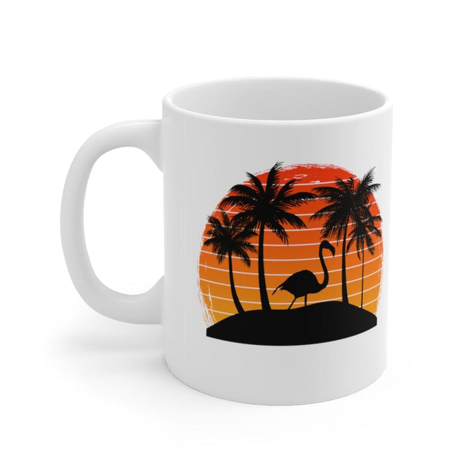 Printify Mug 11oz FLAMINGO SUNSET 11OZ CERAMIC MUG