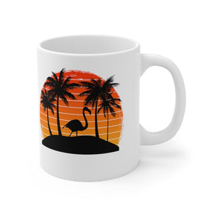 Printify Mug 11oz FLAMINGO SUNSET 11OZ CERAMIC MUG