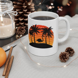 Printify Mug 11oz FLAMINGO SUNSET 11OZ CERAMIC MUG