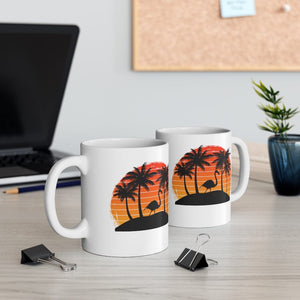 Printify Mug 11oz FLAMINGO SUNSET 11OZ CERAMIC MUG