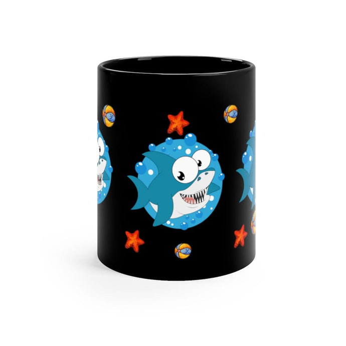 Printify Mug 11oz LITTLE BLUE SHARK 11oz BLACK MUG