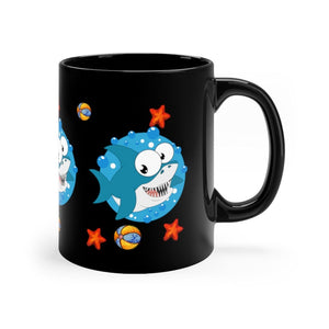 Printify Mug 11oz LITTLE BLUE SHARK 11oz BLACK MUG