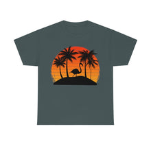 Load image into Gallery viewer, Printify T-Shirt Charcoal / S FLAMINGO SUNSET ON THE BEACH