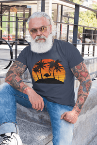 Printify T-Shirt FLAMINGO SUNSET ON THE BEACH