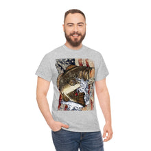 Load image into Gallery viewer, Printify T-Shirt JUMPING LARGEMOUTH BASS UNISEX HEAVY COTTON TEE