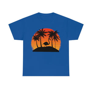 Printify T-Shirt Royal / S FLAMINGO SUNSET ON THE BEACH